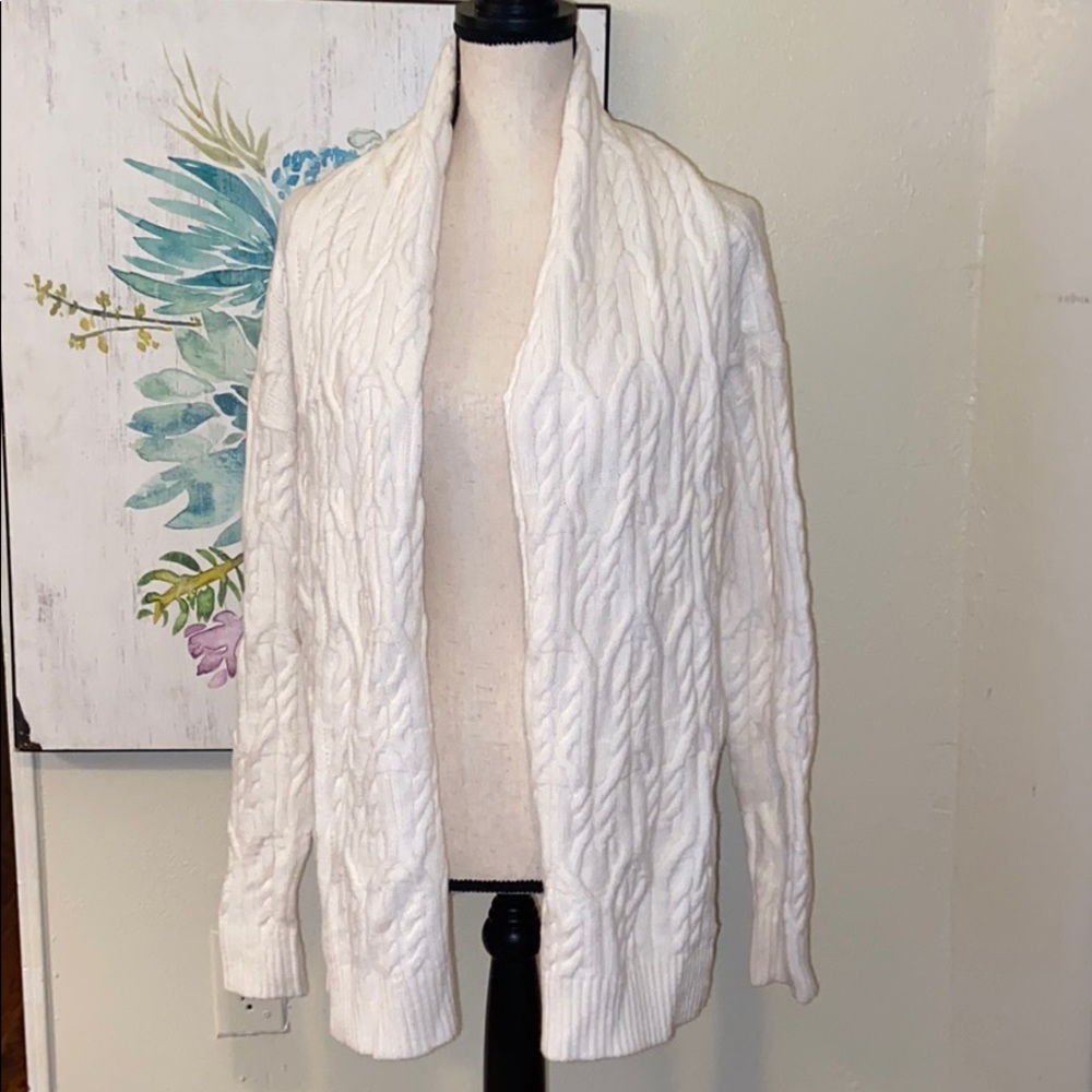 Ann Taylor Ivory, cable knit cardigan